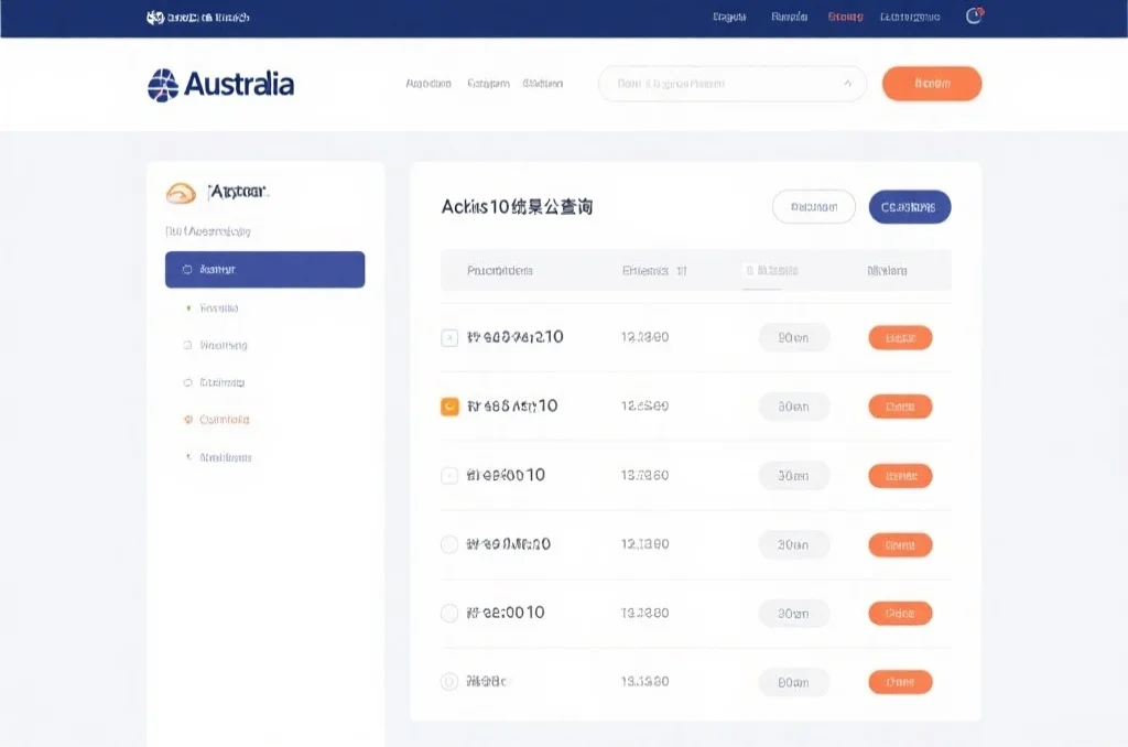 一个清晰的网站界面，突出显示澳洲幸运10开奖结果查询板块和检索按钮